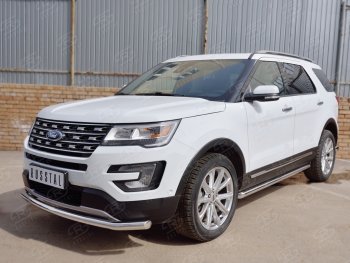 15 999 р. Защита переднего бампера (Ø63 секции, нержавейка) SLITKOFF Ford Explorer U502 2-ой рестайлинг, 5 дв. (2017-2019)  с доставкой в г. Майкоп. Увеличить фотографию 2
