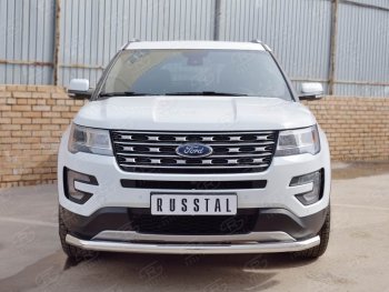 15 999 р. Защита переднего бампера (Ø63 секции, нержавейка) SLITKOFF Ford Explorer U502 2-ой рестайлинг, 5 дв. (2017-2019)  с доставкой в г. Майкоп. Увеличить фотографию 3