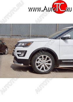 15 999 р. Защита переднего бампера (Ø63 секции, нержавейка) SLITKOFF Ford Explorer U502 2-ой рестайлинг, 5 дв. (2017-2019)  с доставкой в г. Майкоп