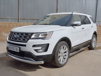 16 949 р. Одинарная защита переднего бампера диаметром 76 мм Ford Explorer U502 2-ой рестайлинг, 5 дв. (2017-2019)  с доставкой в г. Майкоп. Увеличить фотографию 2