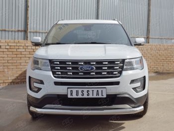 16 949 р. Одинарная защита переднего бампера диаметром 76 мм Ford Explorer U502 2-ой рестайлинг, 5 дв. (2017-2019)  с доставкой в г. Майкоп. Увеличить фотографию 4