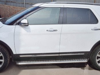 24 649 р. Широкая защита порогов с трубой d42 мм с алюминиевым листом SLITKOFF v1 Ford Explorer U502 2-ой рестайлинг, 5 дв. (2017-2019)  с доставкой в г. Майкоп. Увеличить фотографию 3