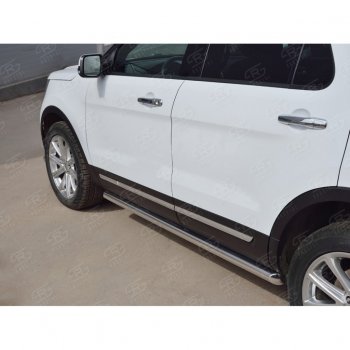 19 999 р. Защита порогов SLITKOFF из круглой трубы диаметром 63 мм SLITKOFF v1  Ford Explorer  U502 (2015-2019) 1-ый рестайлинг, 5 дв., 2-ой рестайлинг, 5 дв.  с доставкой в г. Майкоп. Увеличить фотографию 4