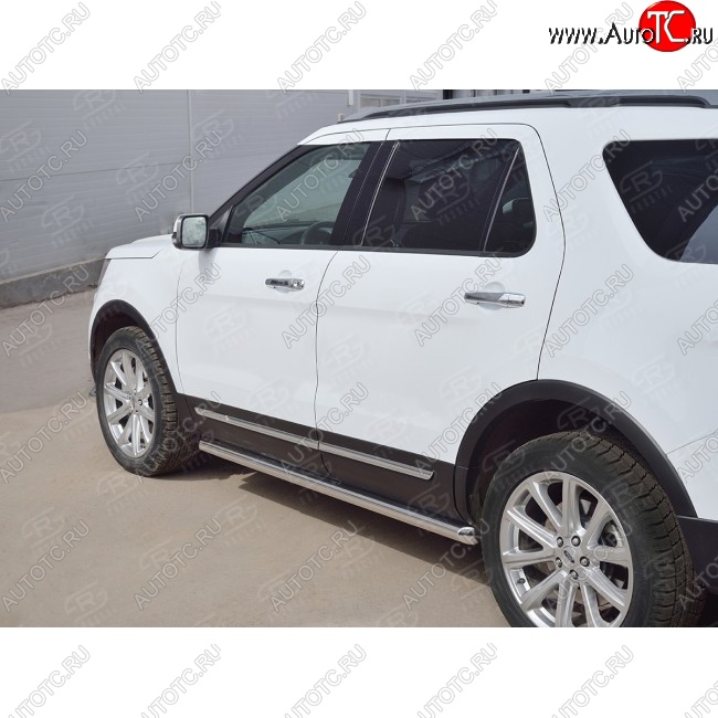 19 999 р. Защита порогов SLITKOFF из круглой трубы диаметром 63 мм SLITKOFF v1  Ford Explorer  U502 (2015-2019) 1-ый рестайлинг, 5 дв., 2-ой рестайлинг, 5 дв.  с доставкой в г. Майкоп
