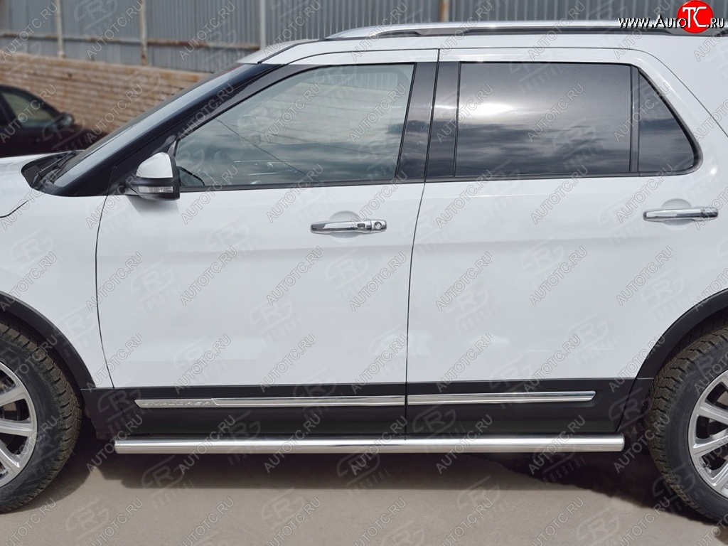 19 999 р. Защита порогов из круглой трубы d63 мм SLITKOFF v3  Ford Explorer  U502 (2015-2019) 1-ый рестайлинг, 5 дв., 2-ой рестайлинг, 5 дв.  с доставкой в г. Майкоп