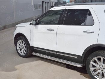 22 999 р. Широкая защита порогов с трубой d42 мм SLITKOFF v2 Ford Explorer U502 2-ой рестайлинг, 5 дв. (2017-2019)  с доставкой в г. Майкоп. Увеличить фотографию 4