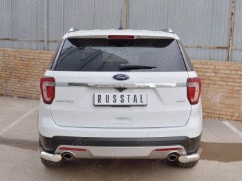 14 249 р. Защита заднего бампера (Ø76 мм уголки, нержавейка) SLITKOFF Ford Explorer U502 1-ый рестайлинг, 5 дв. (2015-2018)  с доставкой в г. Майкоп. Увеличить фотографию 2
