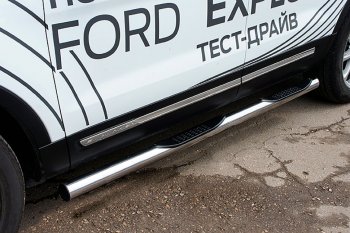 Защита порогов Slitkoff (d76, с проступями) Ford Explorer  U502 (2017-2019) 2-ой рестайлинг, 5 дв.