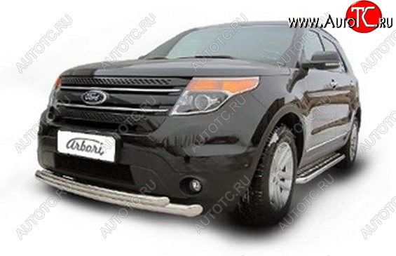 24 659 р. Двойная защита переднего бампера (d76+d57) Arbori Ford Explorer U502 2-ой рестайлинг, 5 дв. (2017-2019)  с доставкой в г. Майкоп