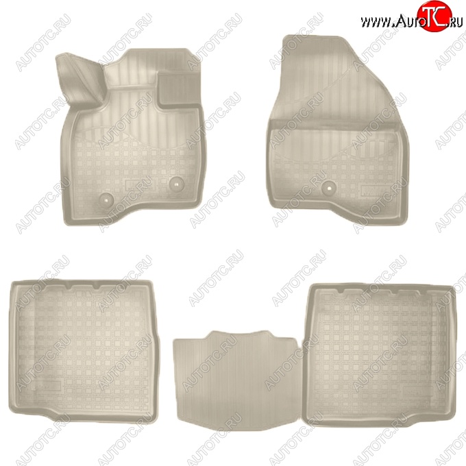 3 199 р. Коврики салонные Noplast (3D, 5 мест)  Ford Explorer  U502 (2017-2019) 2-ой рестайлинг, 5 дв. (Бежевые)  с доставкой в г. Майкоп