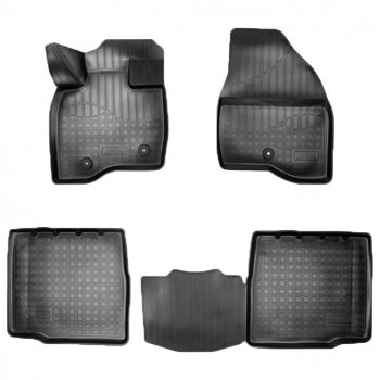 Коврики салонные Noplast (3D, 5 мест). Ford Explorer  U502 (2017-2019) 2-ой рестайлинг, 5 дв. (Черные)