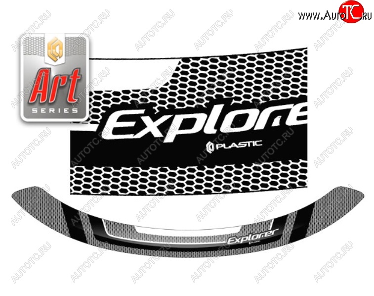 2 299 р. Дефлектор капота CA-Plastiс  Ford Explorer  U502 (2010-2016) дорестайлинг (Серия Art серебро)  с доставкой в г. Майкоп