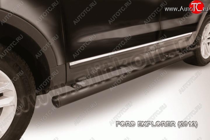 14 249 р. Защита порогов d76 труба Slitkoff Ford Explorer U502 дорестайлинг (2010-2016) (Цвет: серебристый)  с доставкой в г. Майкоп