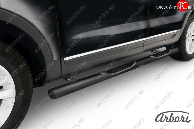 13 679 р. Защита штатных порогов Arbori (черная, d76 mm). Ford Explorer U502 дорестайлинг (2010-2016)  с доставкой в г. Майкоп