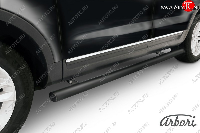 8 819 р. Защита штатных порогов Arbori (черная, d76 mm). Ford Explorer U502 дорестайлинг (2010-2016)  с доставкой в г. Майкоп