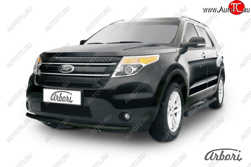 7 019 р. Защита переднего бампера Arbori (черная, 1 труба d57 mm). Ford Explorer U502 дорестайлинг (2010-2016)  с доставкой в г. Майкоп