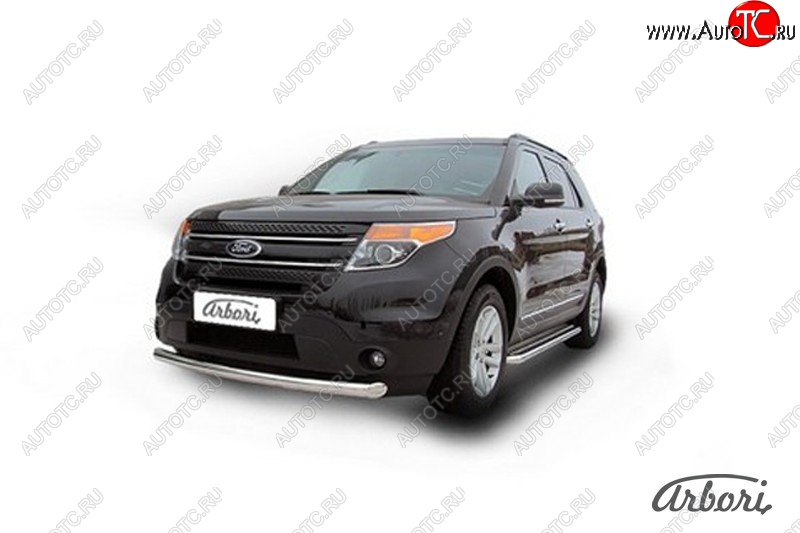 16 379 р. Защита переднего бампера Arbori (нержавейка, 1 труба d76 mm) Ford Explorer U502 дорестайлинг (2010-2016)  с доставкой в г. Майкоп