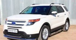 15 449 р. Защита переднего бампера (2 трубыØ76 и 75х42 мм, нержавейка) Russtal Ford Explorer U502 дорестайлинг (2010-2016)  с доставкой в г. Майкоп. Увеличить фотографию 2
