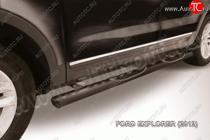 16 949 р. Защита порогов d76 Slitkoff (с поступью)  Ford Explorer  U502 (2010-2016) дорестайлинг (Цвет: серебристый)  с доставкой в г. Майкоп
