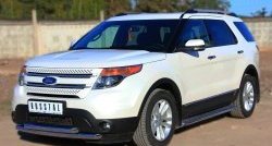 24 649 р. Широкая защита порогов SLITKOFF Ford Explorer U502 дорестайлинг (2010-2016)  с доставкой в г. Майкоп. Увеличить фотографию 4