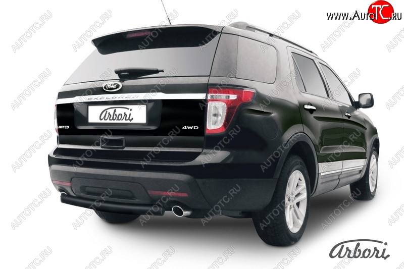 6 569 р. Защита заднего бампера Arbori (черная, 1 труба d76 mm). Ford Explorer U502 дорестайлинг (2010-2016)  с доставкой в г. Майкоп