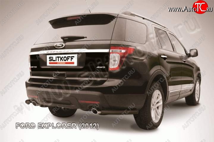 7 749 р. Защита заднего бампера из уголков d57 Slitkoff Ford Explorer U502 дорестайлинг (2010-2016) (Цвет: серебристый)  с доставкой в г. Майкоп