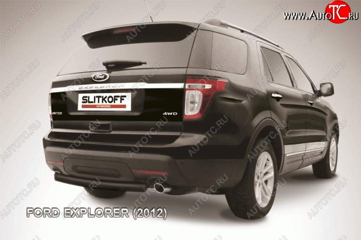 8 849 р. Защита заднего бампера d76 Slitkoff Ford Explorer U502 дорестайлинг (2010-2016) (Цвет: серебристый)  с доставкой в г. Майкоп