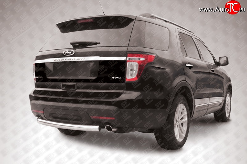 12 699 р. Защита заднего бампера из короткой трубы диаметром 76 мм Slitkoff Ford Explorer U502 дорестайлинг (2010-2016) (Нержавейка, Полированная)  с доставкой в г. Майкоп