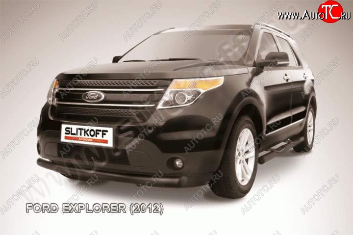 11 699 р. Защита переднего бампера d76 Slitkoff  Ford Explorer  U502 (2010-2016) дорестайлинг (Цвет: серебристый)  с доставкой в г. Майкоп