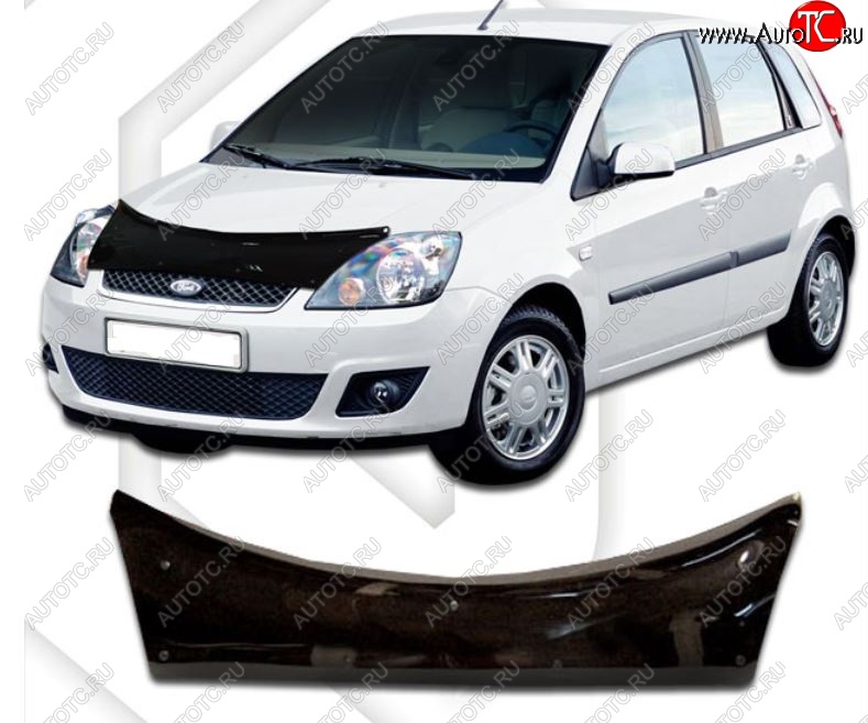 2 199 р. Дефлектор капота CA-Plastiс exclusive Ford Fiesta 5 хэтчбэк 5 дв. дорестайлинг (2001-2005) (Classic черный, Без надписи)  с доставкой в г. Майкоп