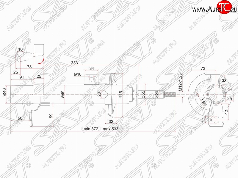 2 699 р. Левый амортизатор передний SAT Ford Fiesta 5 хэтчбэк 5 дв. дорестайлинг (2001-2005)  с доставкой в г. Майкоп