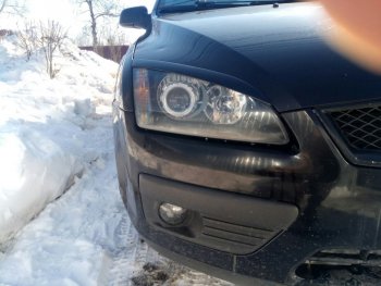 679 р. Реснички на фары Style Ford Focus 2  седан дорестайлинг (2004-2008) (Неокрашенные)  с доставкой в г. Майкоп. Увеличить фотографию 2