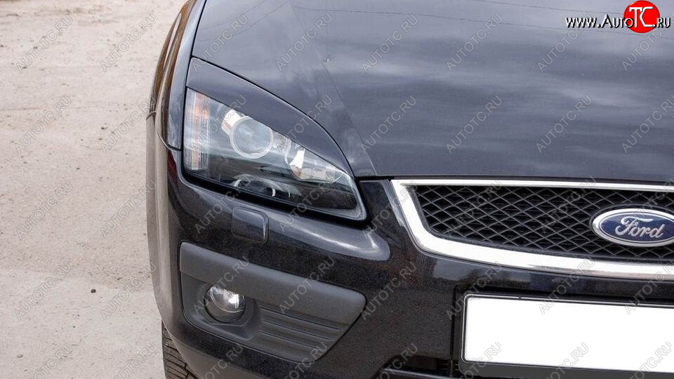 679 р. Реснички на фары KURAJ (Широкие) Ford Focus 2  седан дорестайлинг (2004-2008) (Неокрашенные)  с доставкой в г. Майкоп