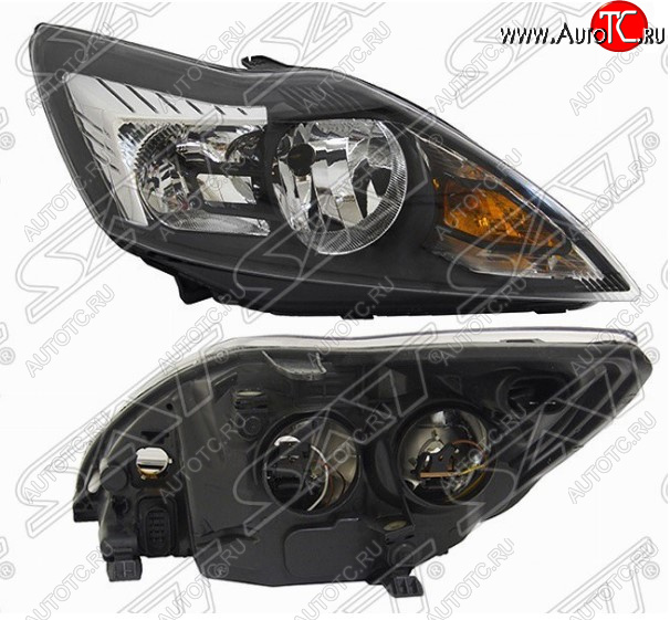 14 949 р. Правая фара SAT (с мех. корректором, чёрная) Ford Focus 2 универсал рестайлинг (2007-2011)  с доставкой в г. Майкоп