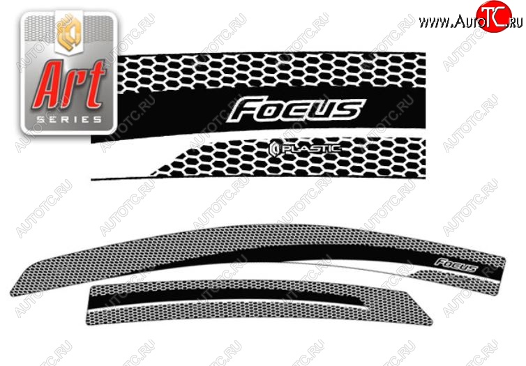2 159 р. Дефлектора окон CA-Plastic  Ford Focus  2 (2007-2011) хэтчбэк 5 дв. рестайлинг (Серия Art графит, Без хром.молдинга)  с доставкой в г. Майкоп