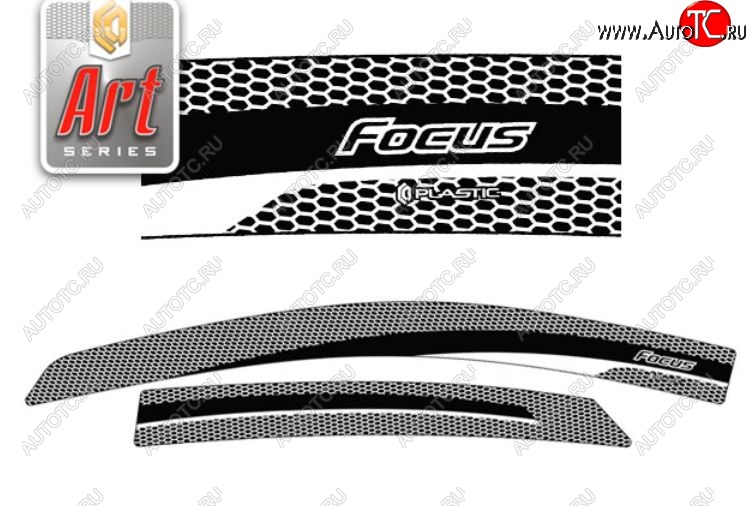 2 159 р. Дефлектора окон CA-Plastic  Ford Focus  2 (2007-2011) седан рестайлинг (Серия Art графит)  с доставкой в г. Майкоп