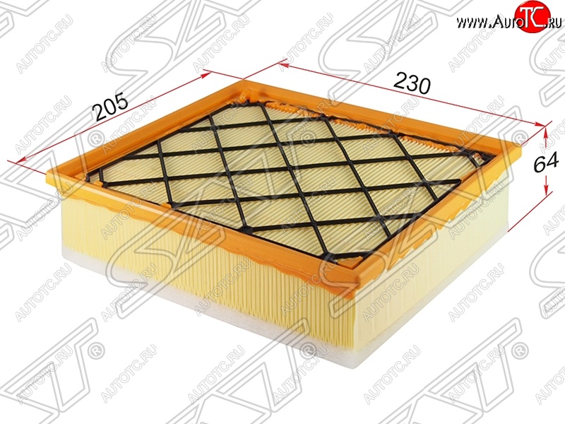 283 р. Фильтр воздушный двигателя SAT (2,5)  Ford Focus  2 (2004-2011), Ford Kuga  1 (2008-2013), Ford Mondeo (2007-2014), Ford S-Max  1 (2006-2015), Volvo C30  хэтчбэк 3 дв. (2006-2012), Volvo S80 ( AS60 седан,  AS40,AS70, AS90) (2006-2016)  с доставкой в г. Майкоп