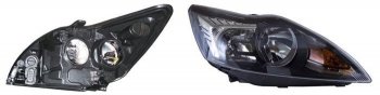 14 949 р. Левая фара SAT (с мех. корректором чёрная) Ford Focus 2 универсал рестайлинг (2007-2011)  с доставкой в г. Майкоп. Увеличить фотографию 2