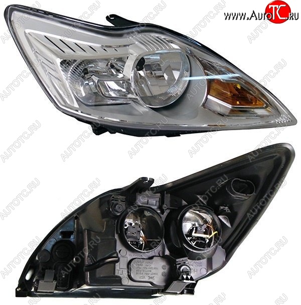 4 199 р. Правая фара SAT (хром) Ford Focus 2 универсал рестайлинг (2007-2011)  с доставкой в г. Майкоп