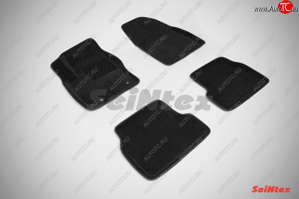 5 449 р. Износостойкие коврики в салон SeiNtex Premium 3D 4 шт. (ворсовые, черные) Ford Focus 2 хэтчбэк 3 дв. рестайлинг (2007-2011)  с доставкой в г. Майкоп