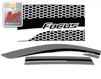 Дефлектора окон CA-Plastic Ford Focus  2 (2007-2011) универсал рестайлинг (Серия Art графит, Без хром.молдинга)