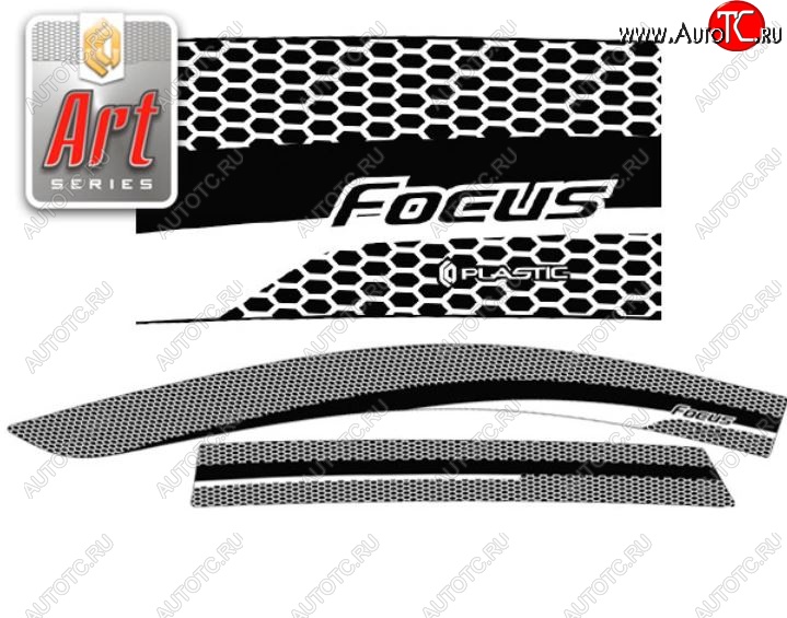 2 159 р. Дефлектора окон CA-Plastic  Ford Focus  2 (2007-2011) универсал рестайлинг (Серия Art серебро, Без хром.молдинга)  с доставкой в г. Майкоп