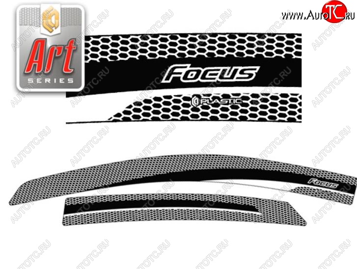 2 159 р. Дефлектора окон CA-Plastic  Ford Focus  2 (2004-2008)  седан дорестайлинг (Серия Art серебро, Без хром.молдинга)  с доставкой в г. Майкоп
