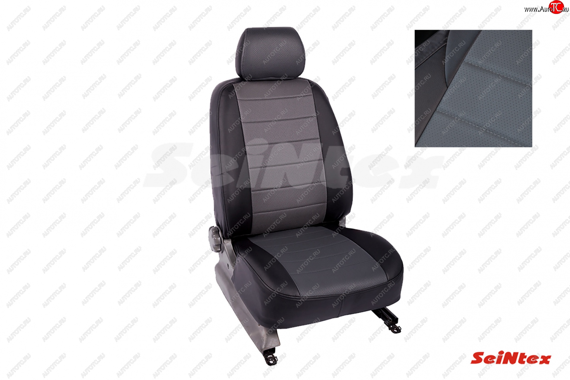 5 999 р. Чехлы для сидений (GHIA) Seintex (экокожа) Ford Focus 2  седан дорестайлинг (2004-2008) (Черный+серый)  с доставкой в г. Майкоп