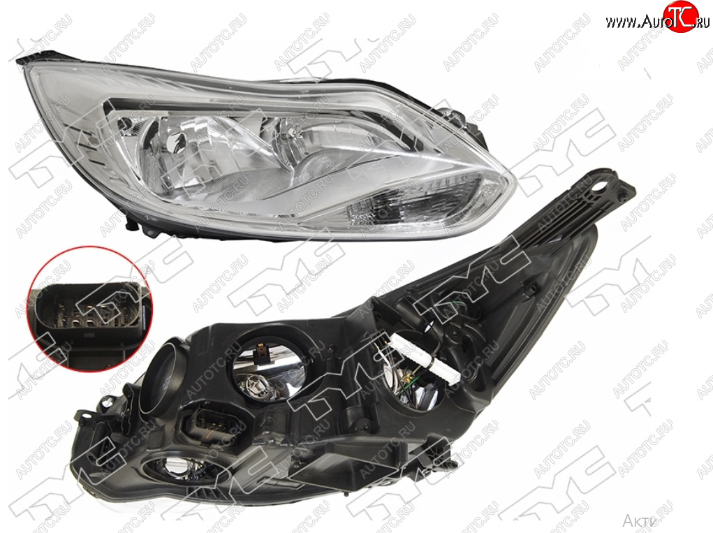 9 449 р. Правая фара (галоген, c корректором) TYC Ford Focus 3 седан дорестайлинг (2011-2015)  с доставкой в г. Майкоп