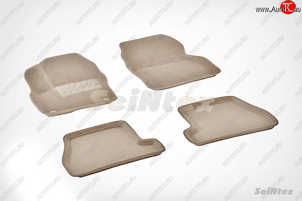 6 709 р. Коврики в салон (АКПП) SeiNtex Premium 3D 4 шт. (ворсовые, бежевые)  Ford Focus  3 (2010-2019) универсал дорестайлинг, хэтчбэк дорестайлинг, седан дорестайлинг, седан рестайлинг, универсал рестайлинг, хэтчбэк рестайлинг  с доставкой в г. Майкоп