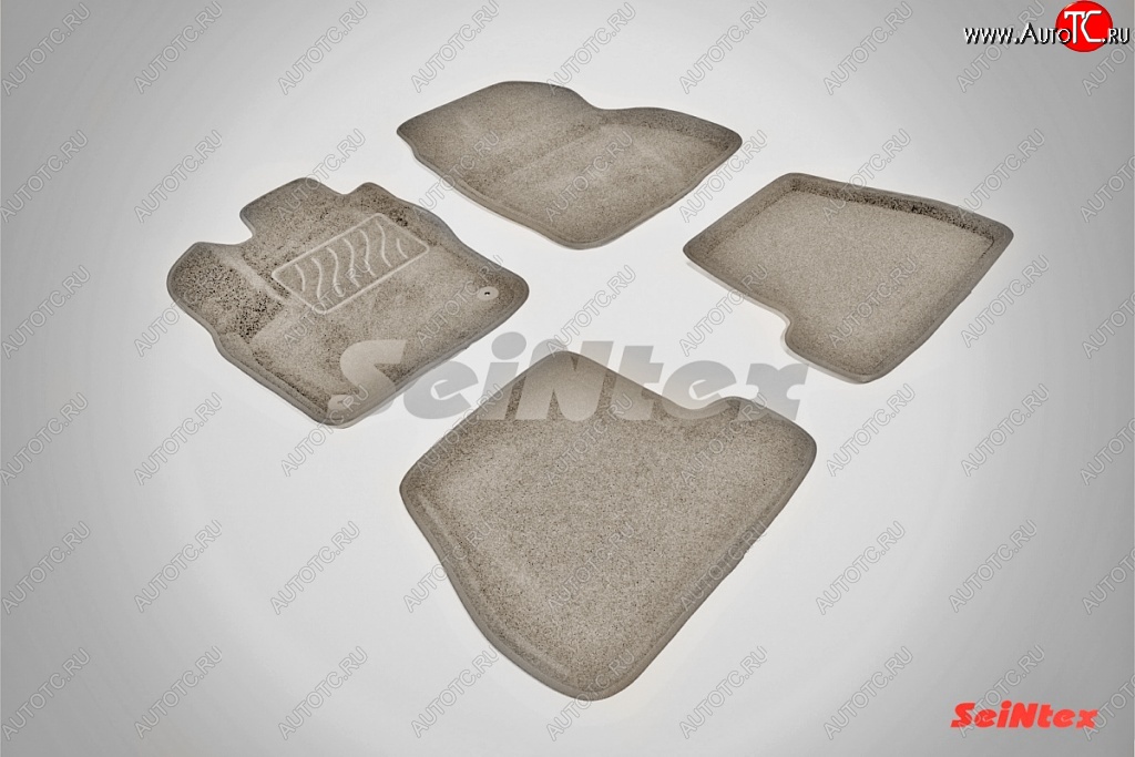 6 709 р. Коврики в салон (МКПП) SeiNtex Premium 3D 4 шт. (ворсовые, бежевые)  Ford Focus  3 (2010-2019) универсал дорестайлинг, хэтчбэк дорестайлинг, седан дорестайлинг, седан рестайлинг, универсал рестайлинг, хэтчбэк рестайлинг  с доставкой в г. Майкоп