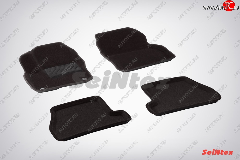 5 449 р. Коврики в салон (АКПП) SeiNtex Premium 3D 4 шт. (ворсовые, черные) Ford Focus 3 седан рестайлинг (2014-2019)  с доставкой в г. Майкоп