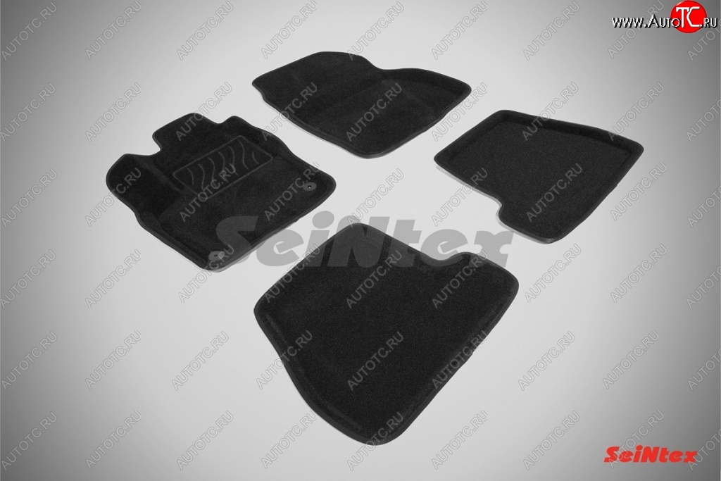 5 449 р. Коврики в салон (МКПП) SeiNtex Premium 3D 4 шт. (ворсовые, черные) Ford Focus 3 седан рестайлинг (2014-2019)  с доставкой в г. Майкоп