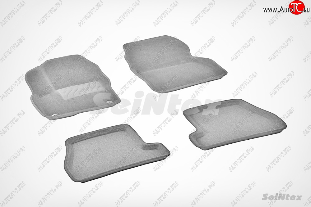 7 399 р. Коврики в салон (АКПП) SeiNtex Premium 3D 4 шт. (ворсовые, серые)  Ford Focus  3 (2010-2019) универсал дорестайлинг, хэтчбэк дорестайлинг, седан дорестайлинг, седан рестайлинг, универсал рестайлинг, хэтчбэк рестайлинг  с доставкой в г. Майкоп